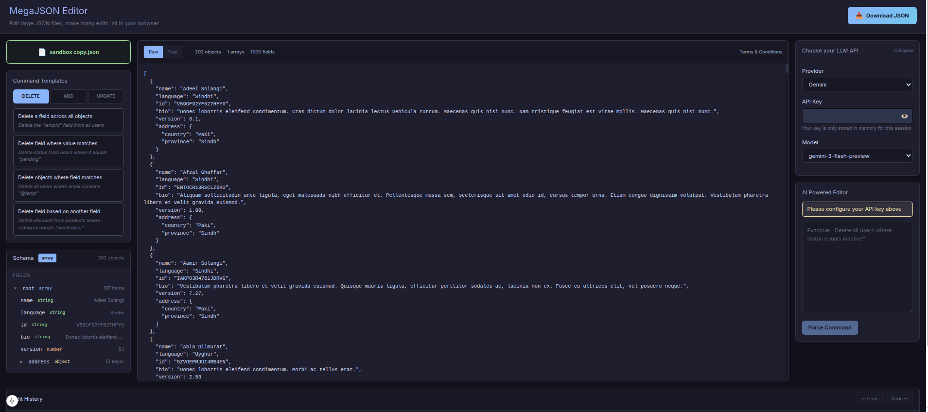 See your JSON's schema