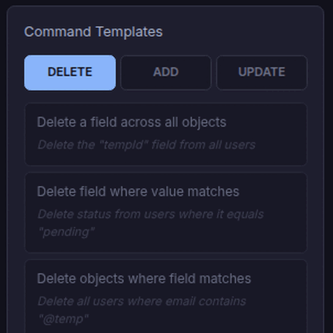 Command Templates showcase: DELETE, ADD, and UPDATE templates