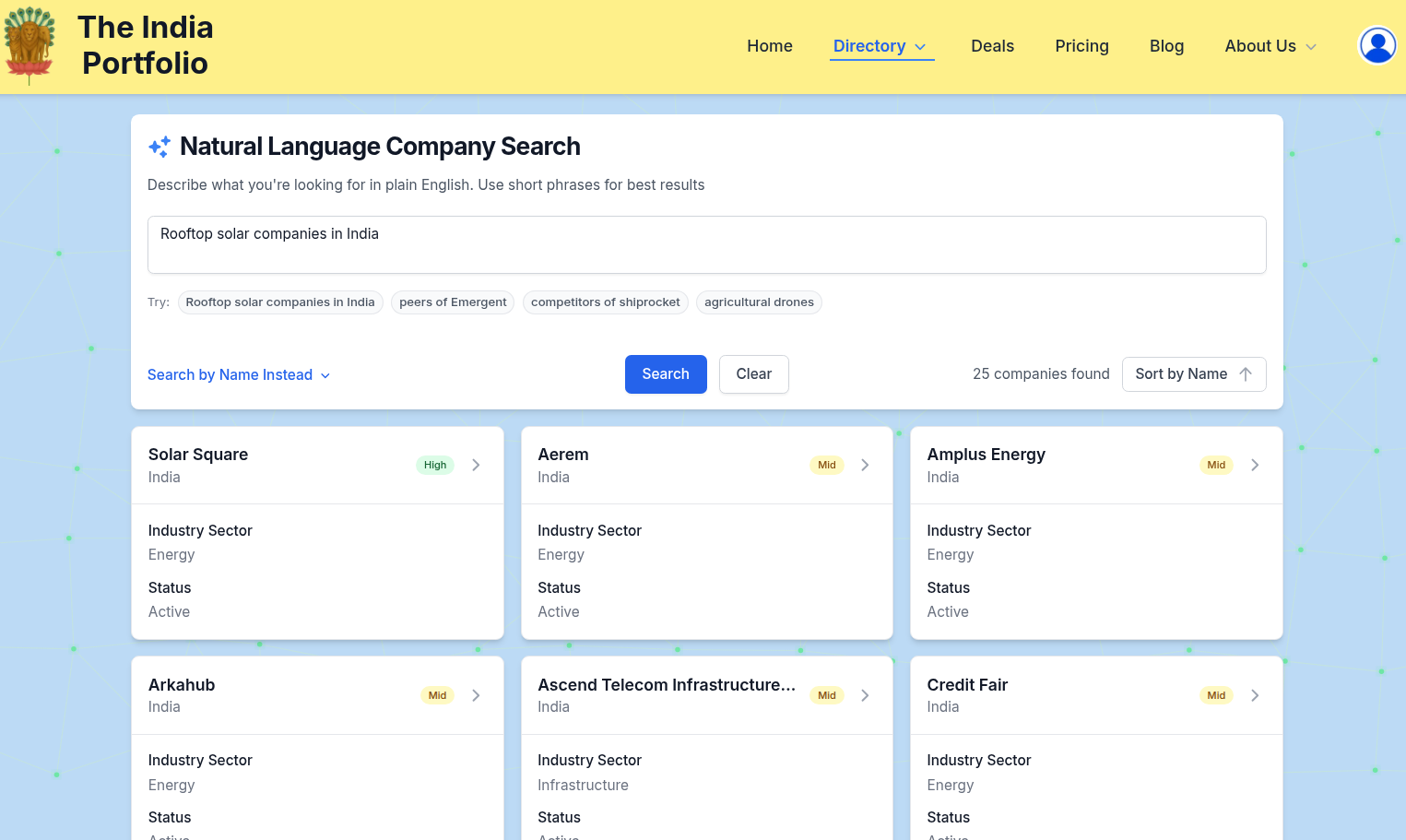 atural Language (NL) Search for Companies